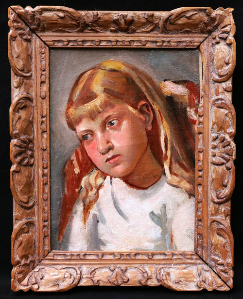 École FRANÇAISE circa 1930, Portrait de petite fille blonde