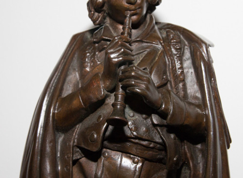   Bronze "the Flute Player" Signed Calmels 1822-1906