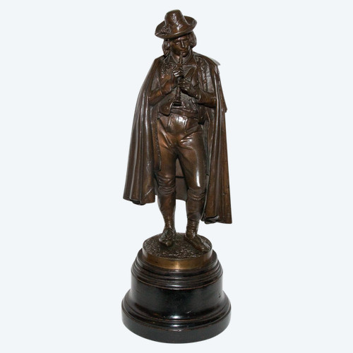   Bronze "le Joueur De Flûte" Signé Calmels 1822-1906