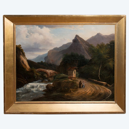 Mountain Landscape Painting, Italy 1820-1830