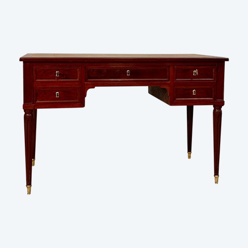 Nicolas Petit, Bureau Plat En Acajou Estampillé d'Epoque Louis XVI Vers 1770