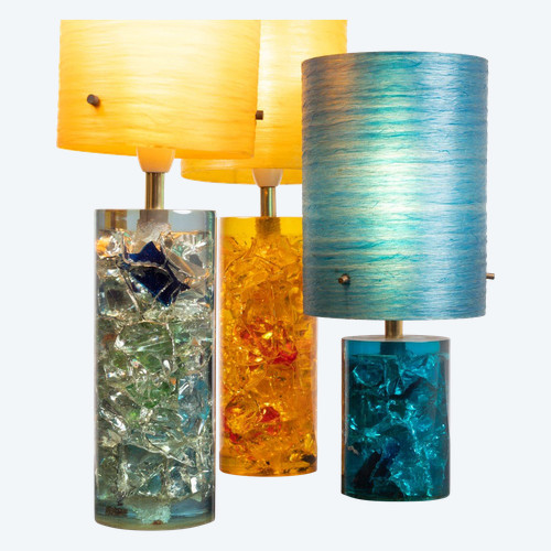 Fractal resin lamp set of 3, circa 1970