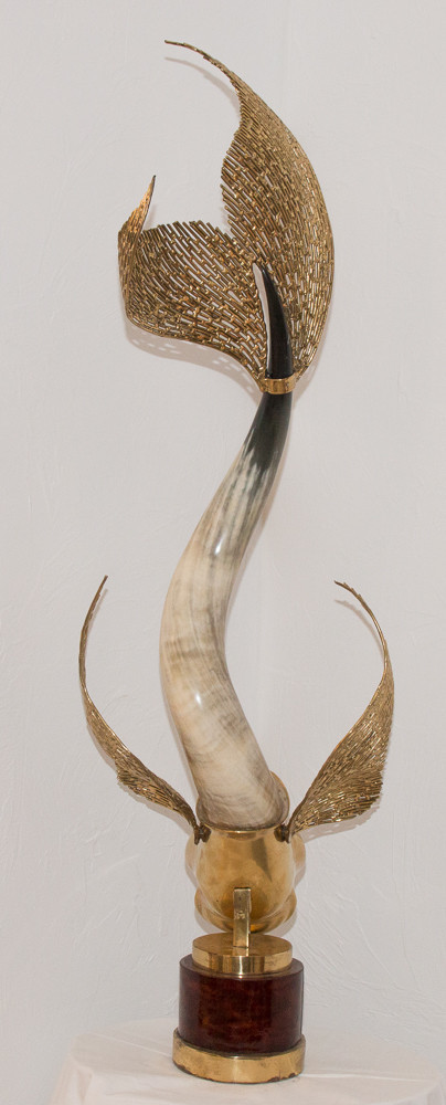 Scultura di pesce in bronzo Duval Brasseur del 1976