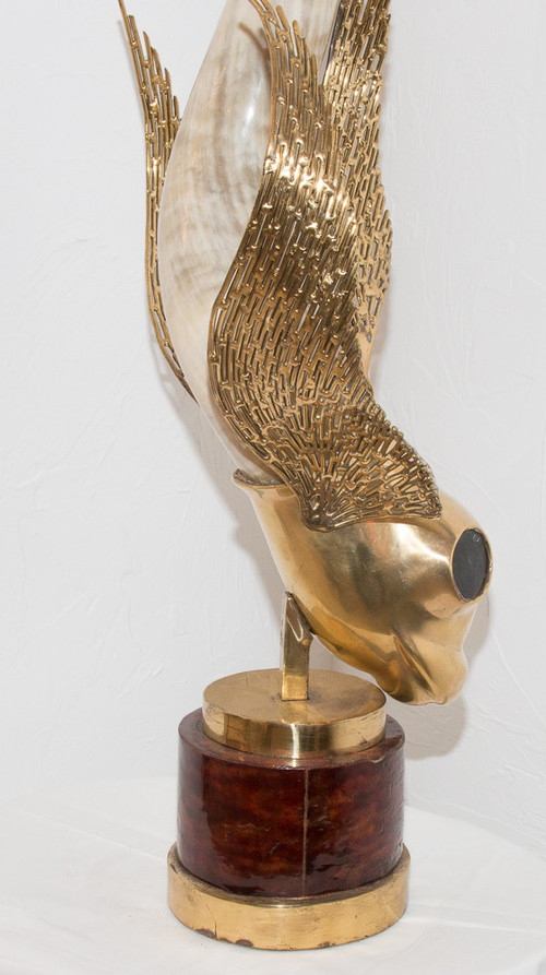 Scultura di pesce in bronzo Duval Brasseur del 1976