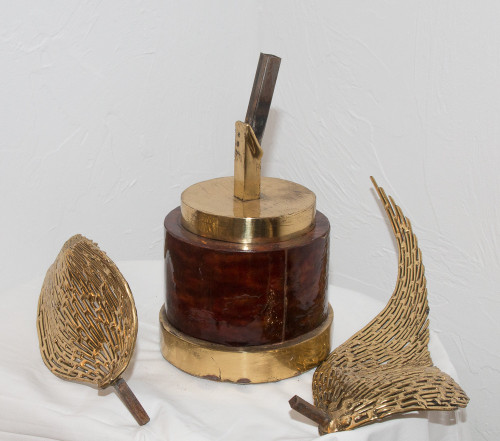 Scultura di pesce in bronzo Duval Brasseur del 1976