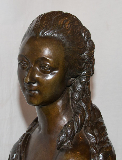 Grande busto in bronzo "Contessa Du Barry" secondo Pajou, XIX secolo