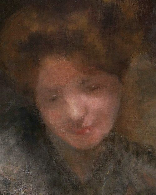 Armand BERTON, Portrait of a woman with downcast eyes