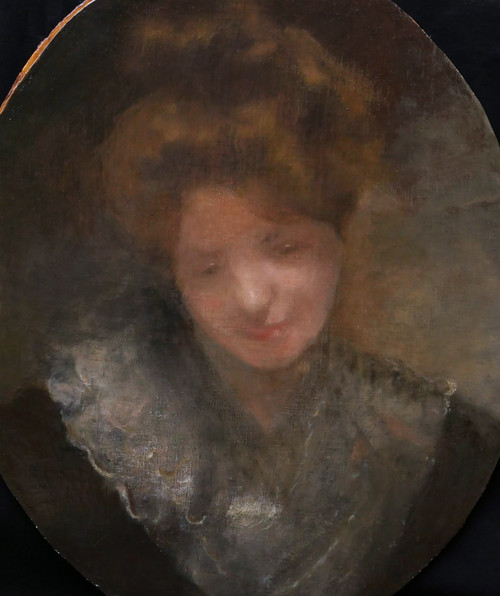 Armand BERTON, Portrait of a woman with downcast eyes