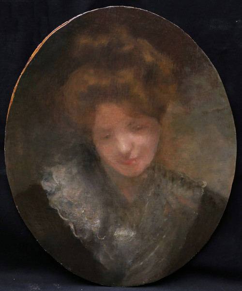 Armand BERTON, Portrait of a woman with downcast eyes