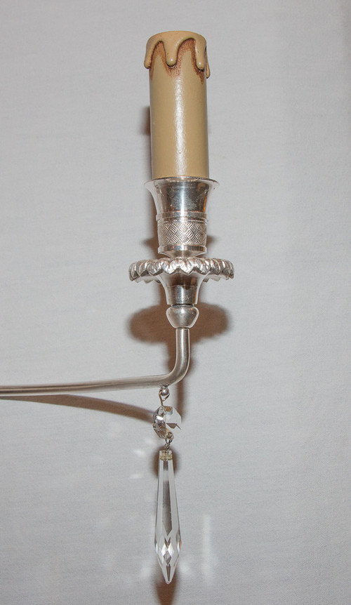 Coppia di applique inglesi in bronzo argentato della fine del XIX secolo
