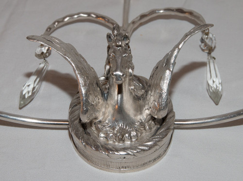 Coppia di applique inglesi in bronzo argentato della fine del XIX secolo
