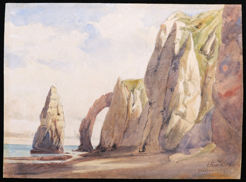 FRENCH School in 1881 The cliffs at Étretat: the Aiguille Creuse and the Porte d’Aval