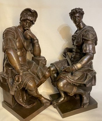 Laurent and Julien de Médicis. Pair of bronzes after Michelangelo