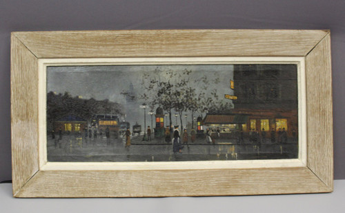 Huile Sur Toile Vue De Paris Animée Le Soir Vers 1900