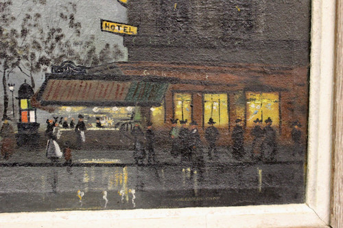 Huile Sur Toile Vue De Paris Animée Le Soir Vers 1900
