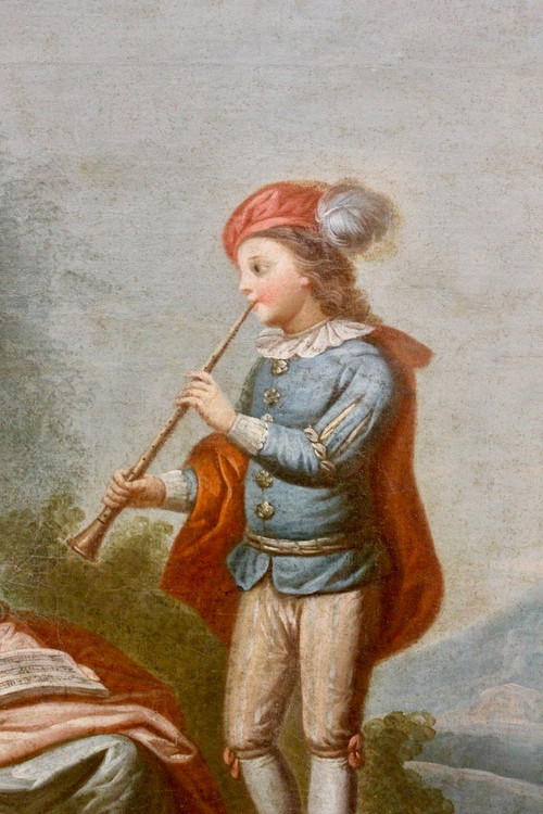 Trumeau in stile Luigi XVI Scena di musicisti intorno al 1880