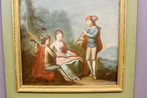 Trumeau in stile Luigi XVI Scena di musicisti intorno al 1880