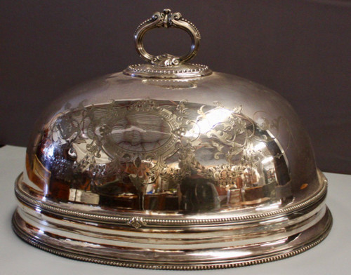 Grande Cloche De Service En Métal Argenté Fin XIX