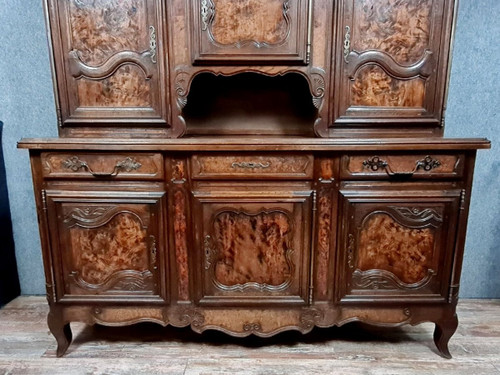 Bressan two-body sideboard in walnut and burl circa 1880