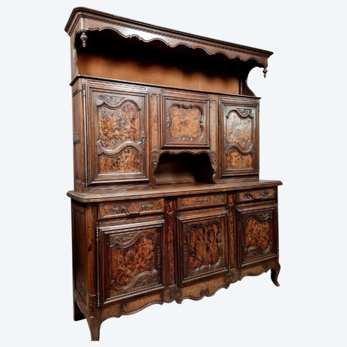 Bressan-Sideboard mit zwei Korpussen aus Walnuss und Wurzelholz, um 1880