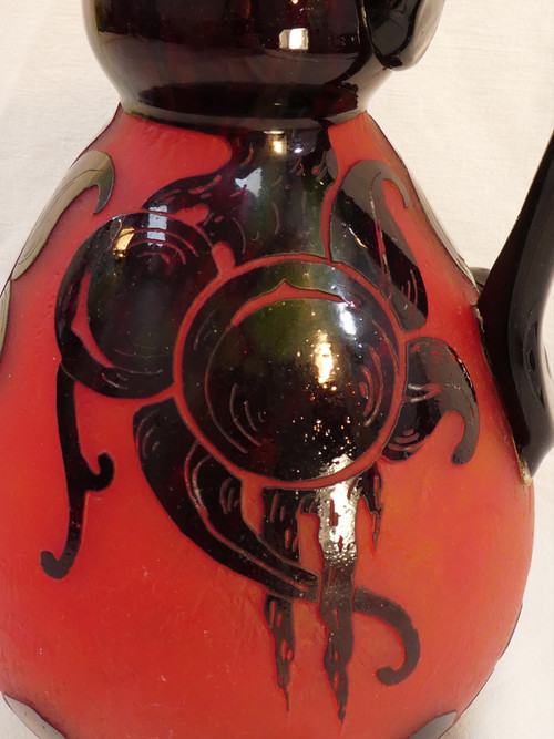Grande brocca ART DECO firmata LE VERRE FRANCAIS per SCHNEIDER