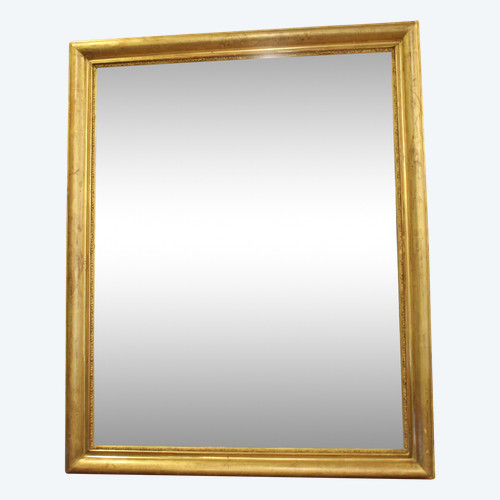 Miroir Ancien Rectangle Doré Feuille d'Or, Louis Philippe 65 X 80 Cm