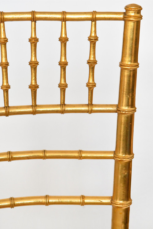 Pair of bamboo-style gilded wood chairs