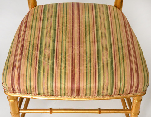 Pair of bamboo-style gilded wood chairs