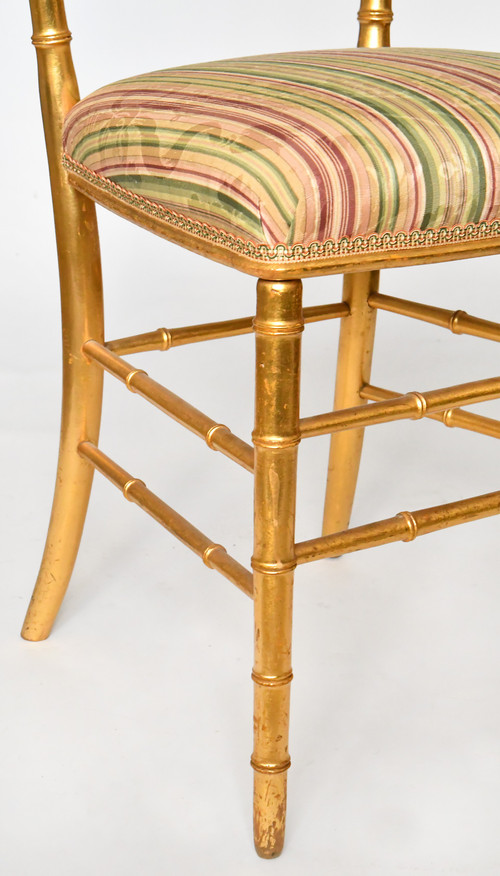 Pair of bamboo-style gilded wood chairs