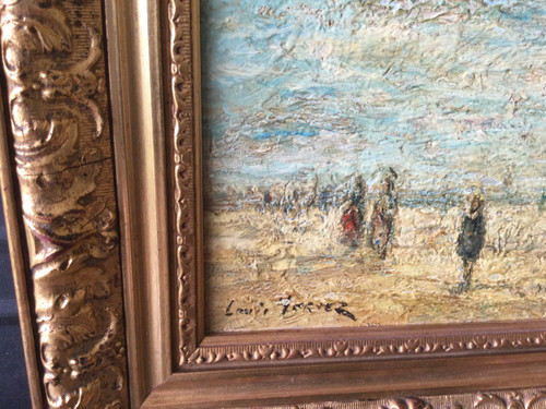 Beach scene signed LOUIS HERVEZ