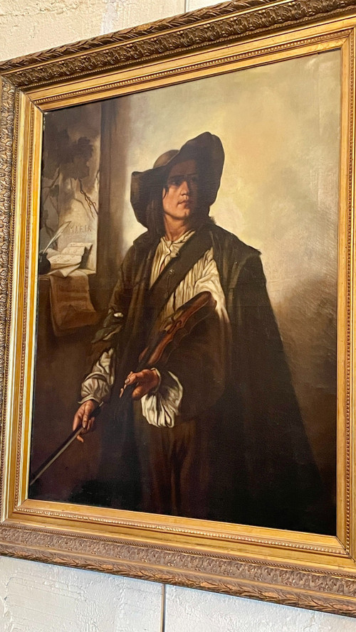 Huile sur toile « Le Violoniste », XIXe siècle