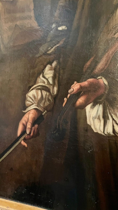 Huile sur toile « Le Violoniste », XIXe siècle