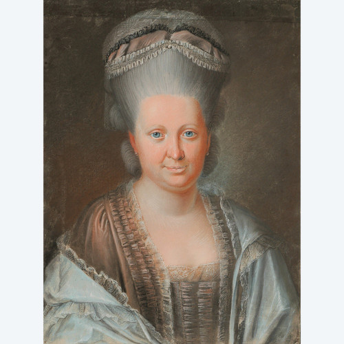 French school of the 18th century, Portrait of a woman, pastel, circa 1770-80