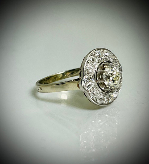 Art-Deco-Diamant-Marguerite-Ring