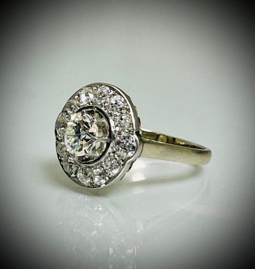 Art-Deco-Diamant-Marguerite-Ring