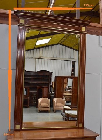 Large Mahogany Mirror, Louis XVI Style - Late 19th Century