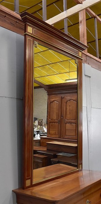 Large Mahogany Mirror, Louis XVI Style - Late 19th Century