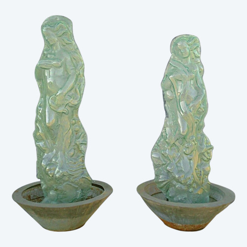 Large sculptures statues in thermoformed glass early 20th century