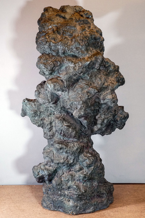PALADIN, FRAU AUF DEM FELSEN, Rocaille-Terrakotta, Jugendstilbrunnen, 78 cm