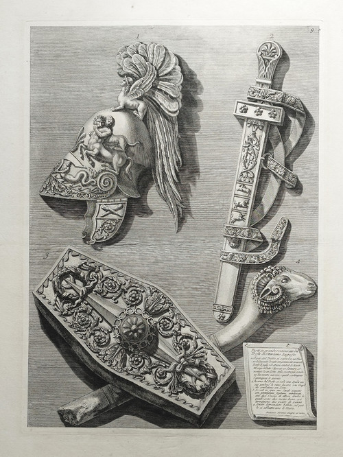 Francesco Piranesi Etching Trophy By Octave Augustus 9 18th C Engraving Old Print