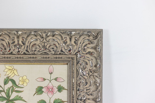 Watercolor on silk depicting a palatal scene. 1950s.