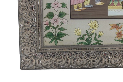 Watercolor on silk depicting a palatal scene. 1950s.