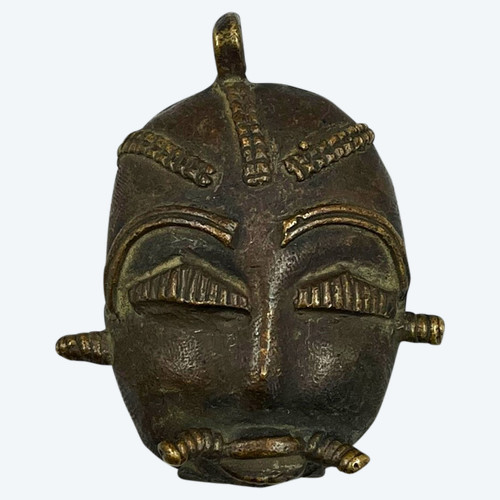 Piccola MASCHERA PENDENTE - Cultura Baoulé, Costa d'Avorio - Prima metà del XX secolo