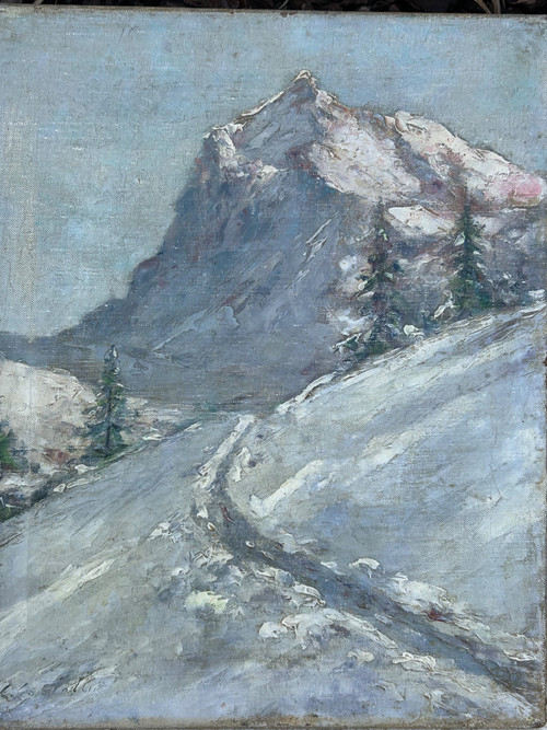 Clément Castelli (1870-1959) Huile Sur Toile Paysage De Montagne Début XXéme Siècle
