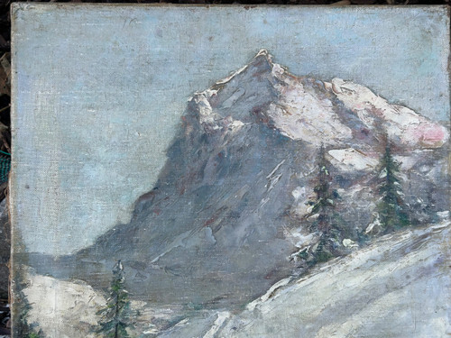 Clément Castelli (1870-1959) Huile Sur Toile Paysage De Montagne Début XXéme Siècle