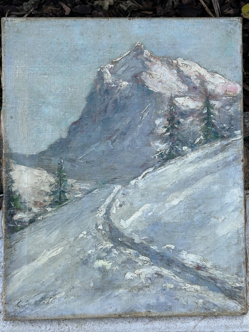 Clément Castelli (1870-1959) Huile Sur Toile Paysage De Montagne Début XXéme Siècle