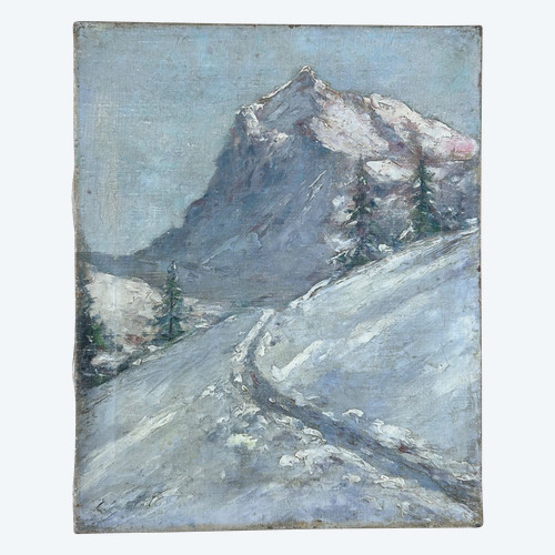 Clément Castelli (1870-1959) Huile Sur Toile Paysage De Montagne Début XXème Siècle