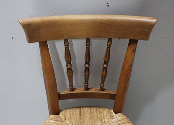 Suite of 6 Straw Chairs in Blond Cherry - 2nd half of the 19th century