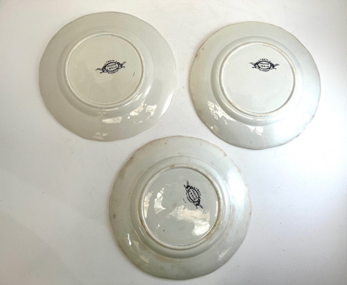 Set of 3 strawberry serving plates by Georges Sand Creil Montereau