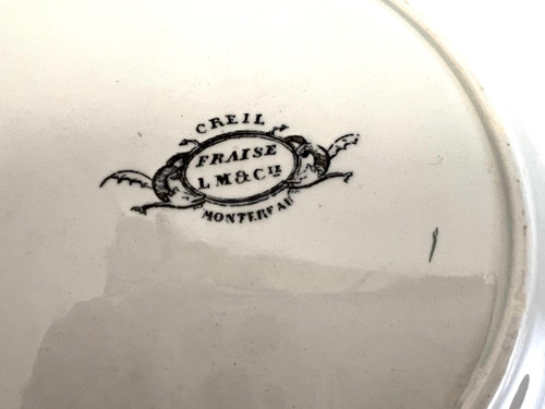 Set of 3 strawberry serving plates by Georges Sand Creil Montereau
